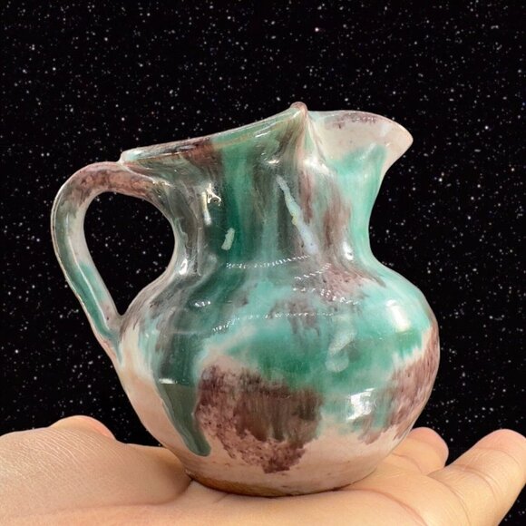 Italian Art Pottery Miniature Pitcher Carafe Ceramic Pottery Hand Painted Italy - Picture 2 of 12